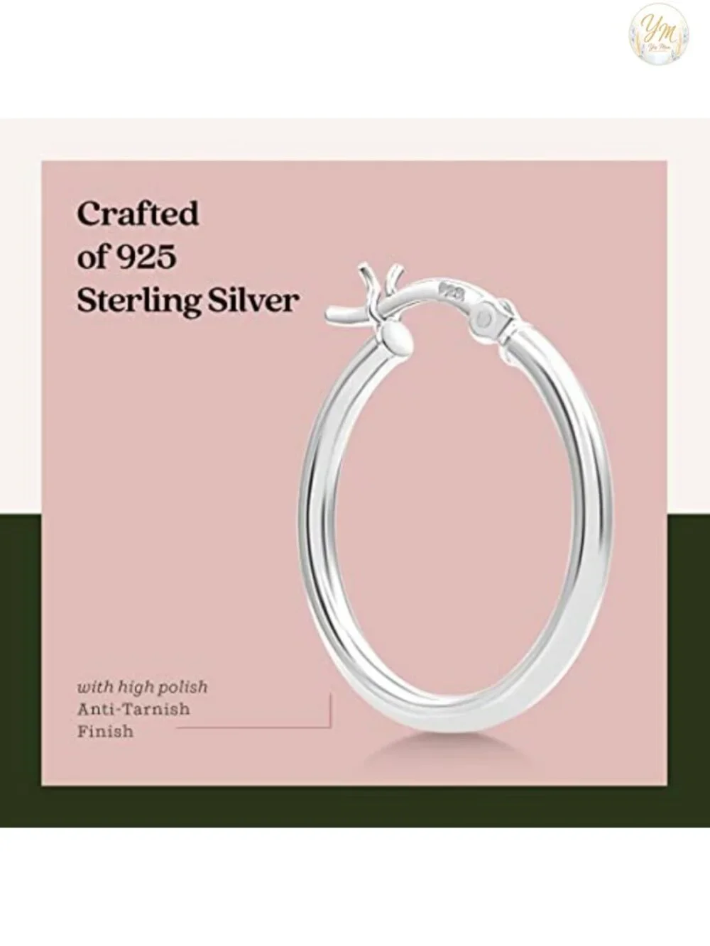 925 Sterling Silver Hoop Earrings for Women, 10mm to 50mm